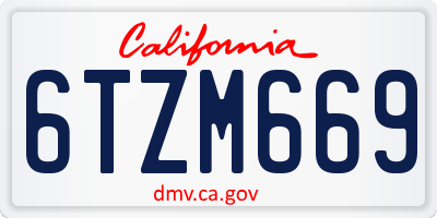 CA license plate 6TZM669
