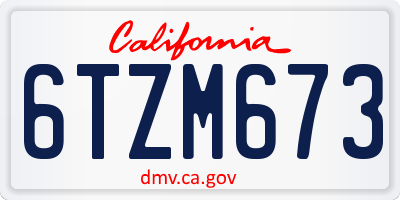 CA license plate 6TZM673