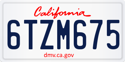 CA license plate 6TZM675