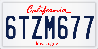 CA license plate 6TZM677