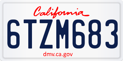 CA license plate 6TZM683