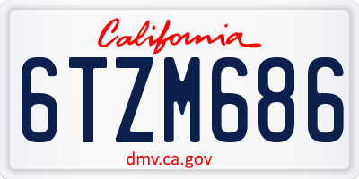 CA license plate 6TZM686