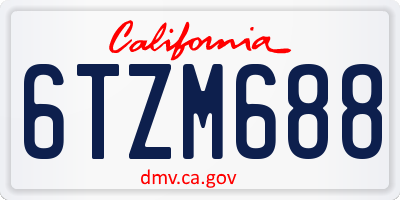 CA license plate 6TZM688