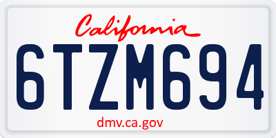 CA license plate 6TZM694