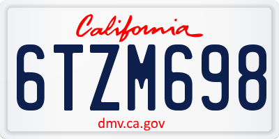 CA license plate 6TZM698