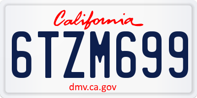 CA license plate 6TZM699