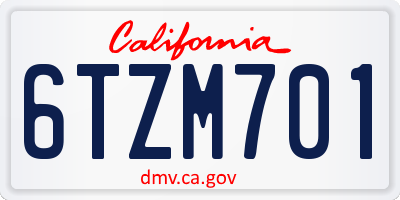 CA license plate 6TZM701