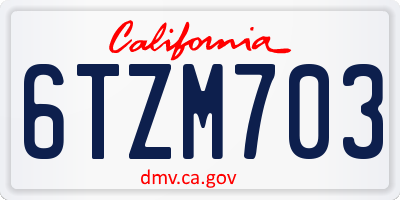 CA license plate 6TZM703