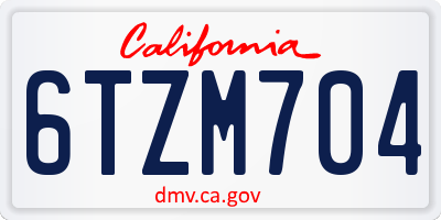 CA license plate 6TZM704