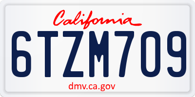 CA license plate 6TZM709
