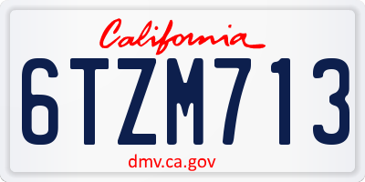 CA license plate 6TZM713