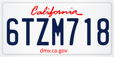 CA license plate 6TZM718
