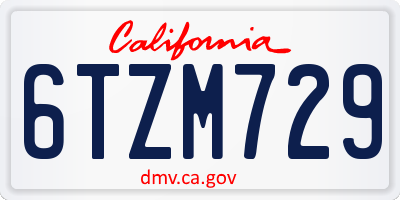 CA license plate 6TZM729