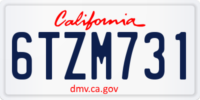 CA license plate 6TZM731