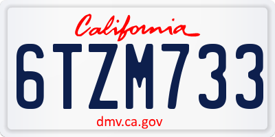 CA license plate 6TZM733