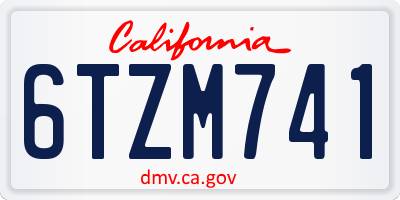 CA license plate 6TZM741