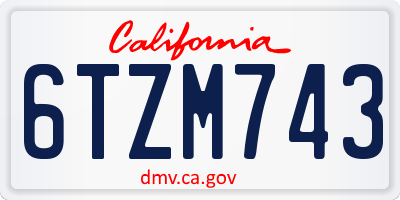 CA license plate 6TZM743
