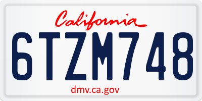CA license plate 6TZM748