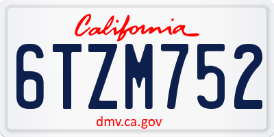 CA license plate 6TZM752
