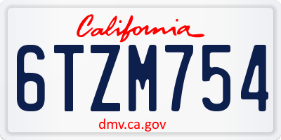 CA license plate 6TZM754