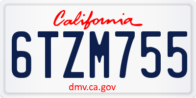 CA license plate 6TZM755