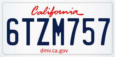 CA license plate 6TZM757