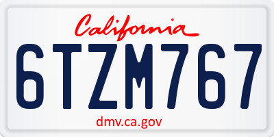 CA license plate 6TZM767