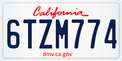 CA license plate 6TZM774