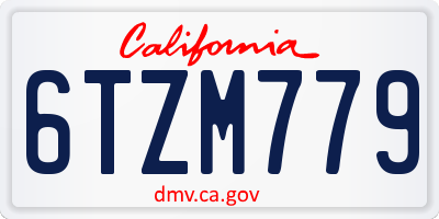 CA license plate 6TZM779