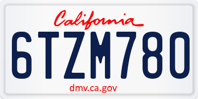 CA license plate 6TZM780