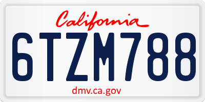 CA license plate 6TZM788