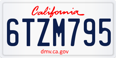 CA license plate 6TZM795