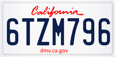 CA license plate 6TZM796