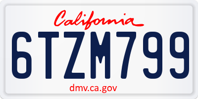 CA license plate 6TZM799