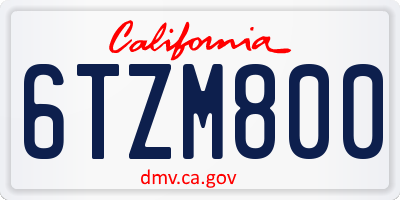 CA license plate 6TZM800