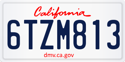 CA license plate 6TZM813