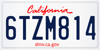 CA license plate 6TZM814