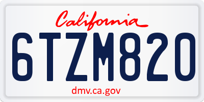 CA license plate 6TZM820