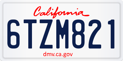 CA license plate 6TZM821