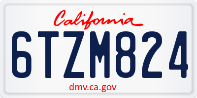 CA license plate 6TZM824