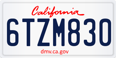 CA license plate 6TZM830