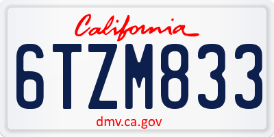 CA license plate 6TZM833