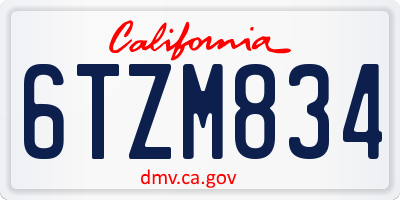 CA license plate 6TZM834