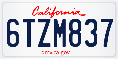 CA license plate 6TZM837