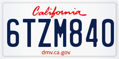CA license plate 6TZM840