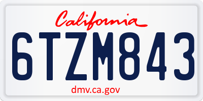 CA license plate 6TZM843