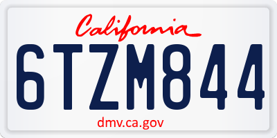 CA license plate 6TZM844