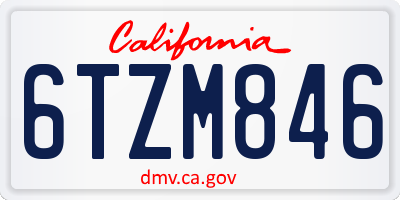 CA license plate 6TZM846