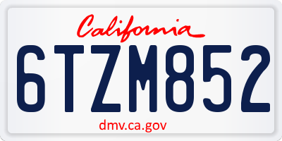 CA license plate 6TZM852