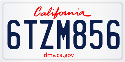 CA license plate 6TZM856
